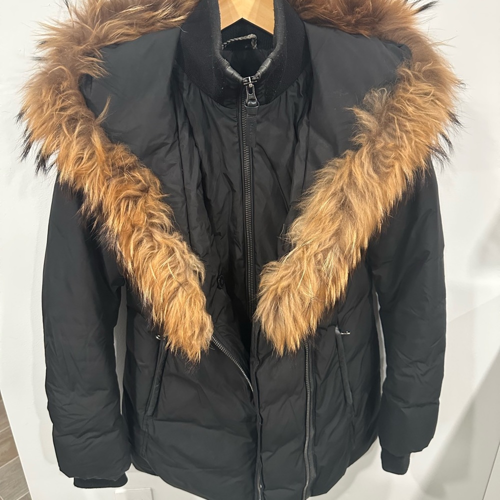 Mackage Women's Adali Black Fur Trim Jacket S